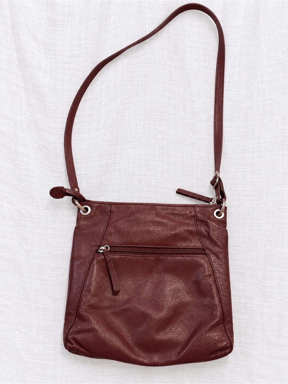 Danier Burgundy Pebbled Leather Crossbody Shoulder Bag Y2K 10x10
